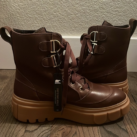 NWT Brown Sorel Caribou X Glossy Lace Boots Women’s Size 9.5 - Picture 5 of 7